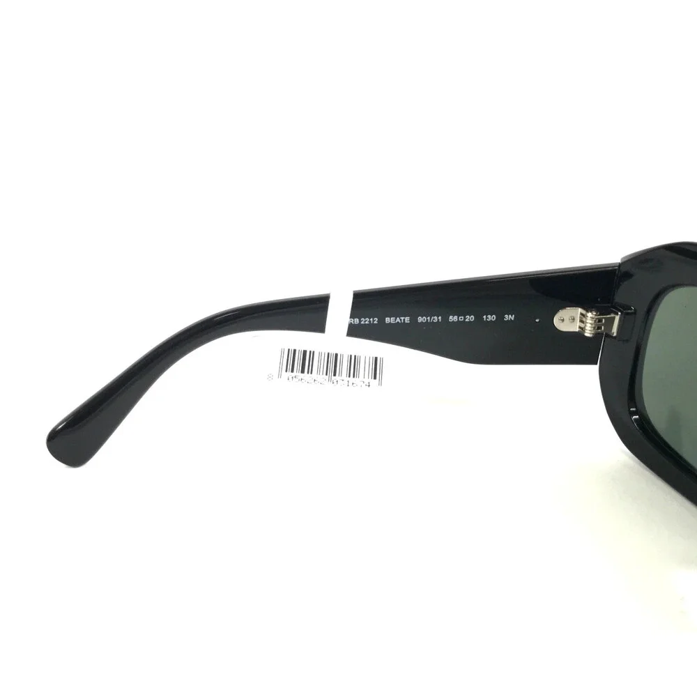 Ray-Ban Sunglasses RB2212 BEATE 901/31 Large Black Wrap Frames with Green Lenses